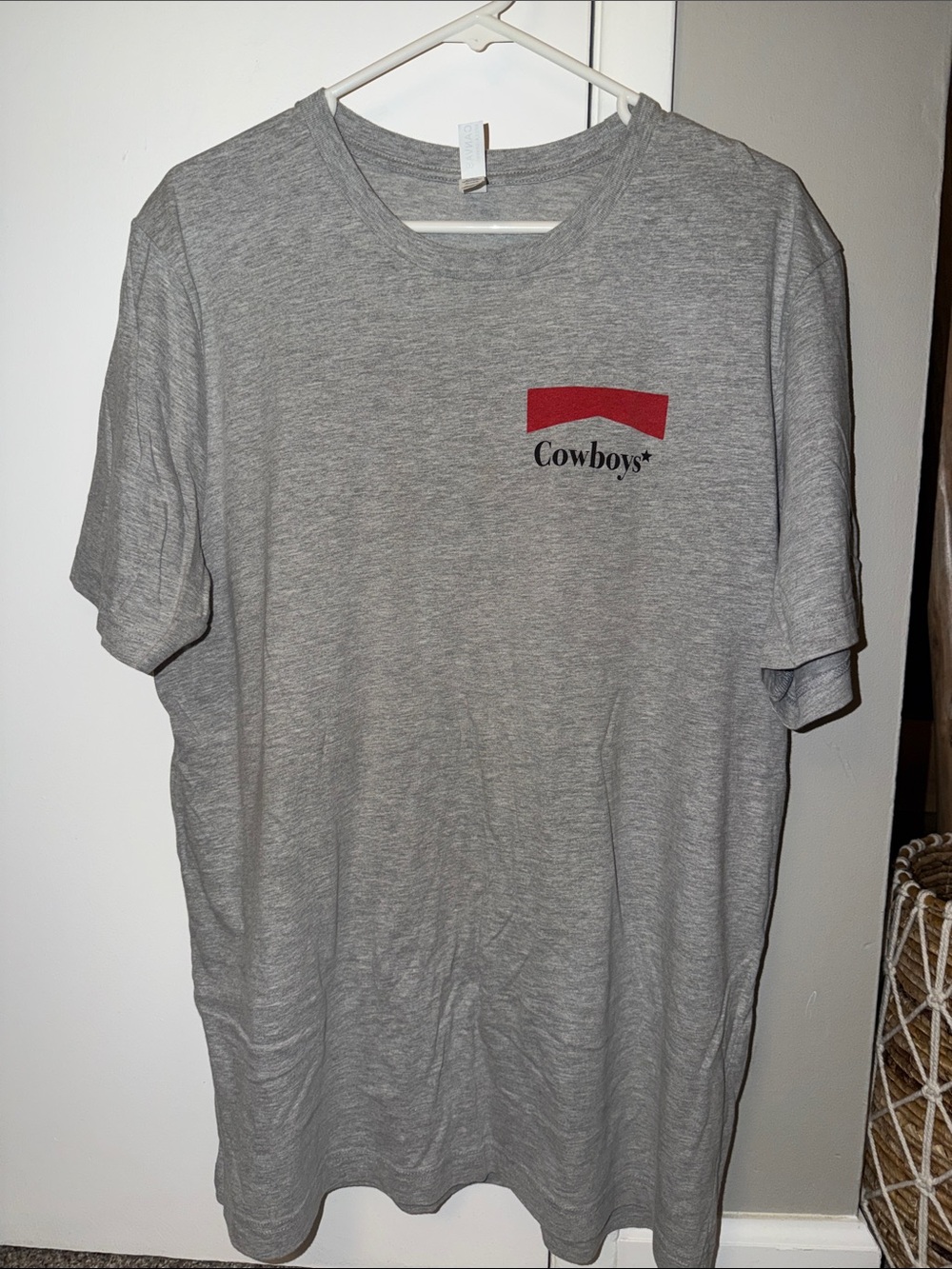 Canvas Gray Short-Sleeve Tee with Red Cowboys Logo